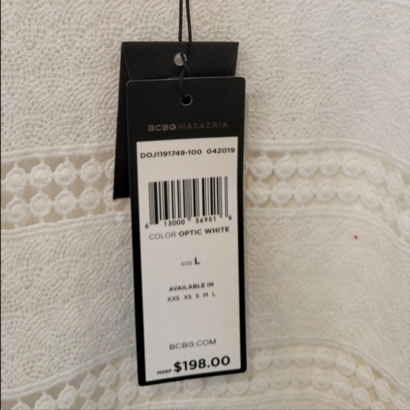 Bcbgmaxazria Ecru Fringe Top with Chiffon Drape Detail and Tails in the Back - Picture 3 of 4